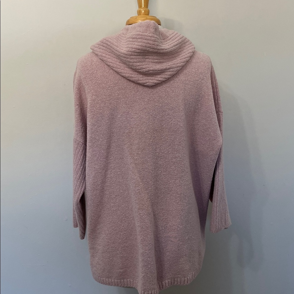 Relaxed Hooded Knit Pullover in Dusty Pink - Picture 3 of 11